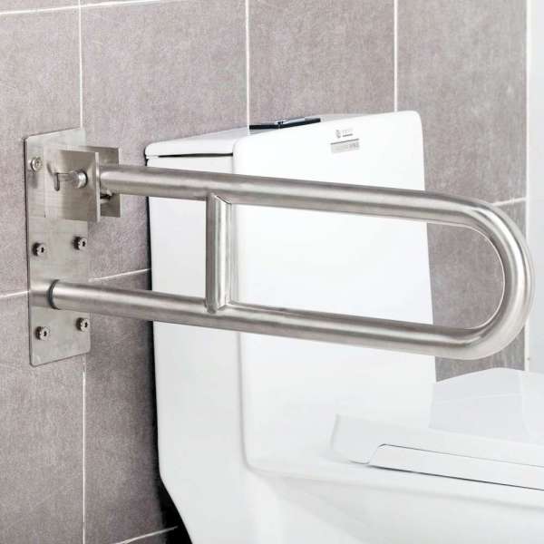 304 Stainless Steel Flip up U-Shape Toilet Grab Bars Sanitary Ware Bathroom Accessories