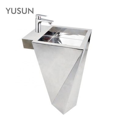 YUSUN Fashion Design Rectangular Stainless Steel Pedestal Basin Sink Bathroom