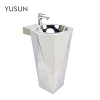 YUSUN Bathroom Unique Stainless Steel Pedestal Sink