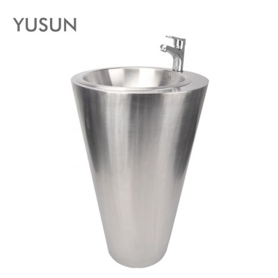 YUSUN Indoor and Outdoor Stainless Steel Pedestal Hand Wash Basin