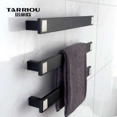 Modern Wall Mounted Stainless Steel Black Heated Towel Rack Warmer